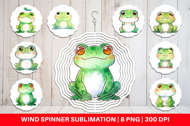 Wind Spinner Watercolor Frog Sublimation artnoy 