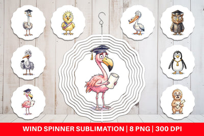 Wind Spinner Watercolor Funny Animal Graduation Sublimation artnoy 