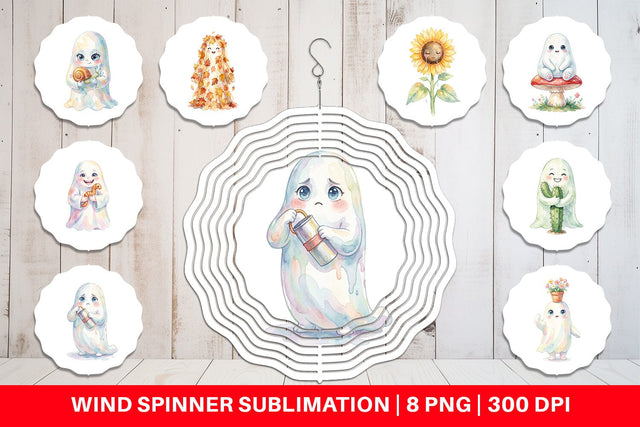 Wind Spinner Watercolor Funny Botanical Nature Ghost Sublimation artnoy 