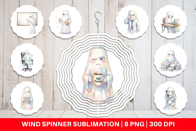 Wind Spinner Watercolor Funny Corporate Office Ghost Sublimation artnoy 