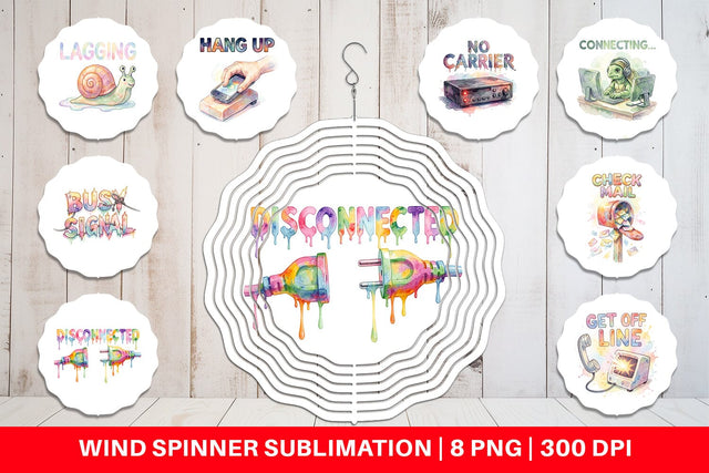 Wind Spinner Watercolor Funny Dial-Up Internet Art Sublimation artnoy 