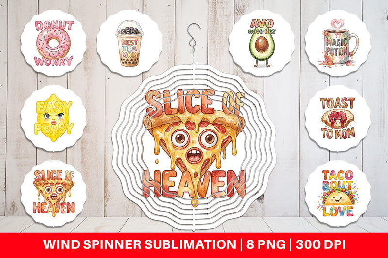 Wind Spinner Watercolor Funny Foodie Mom Puns Art Quotes Sublimation artnoy 