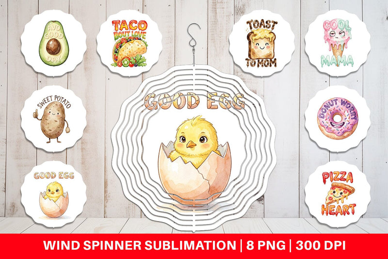 Wind Spinner Watercolor Funny Foodie Mom Puns Art Sublimation artnoy 