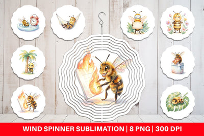 Wind Spinner Watercolor Funny Lazy Island Life Bee Sublimation artnoy 