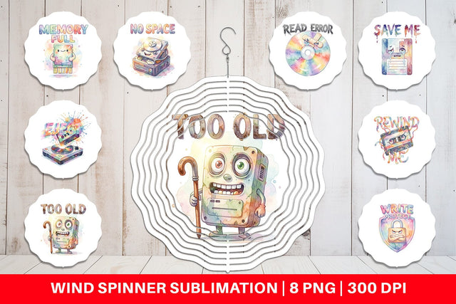 Wind Spinner Watercolor Funny Retro Storage Quotes Sublimation artnoy 
