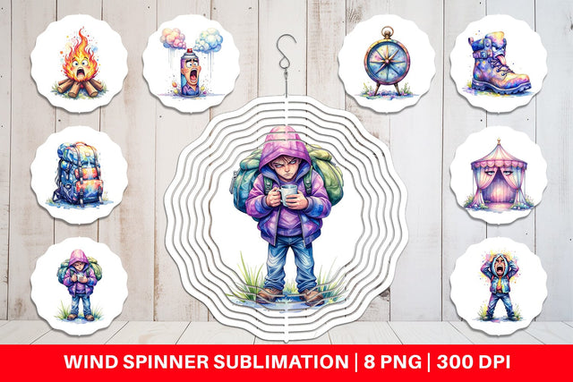 Wind Spinner Watercolor Funny Sarcastic Camping Gear Sublimation artnoy 