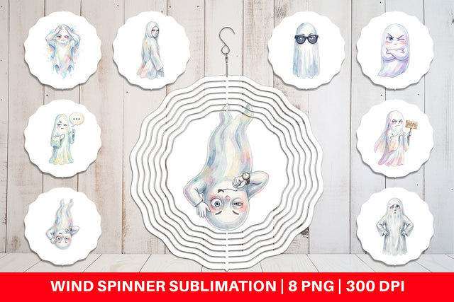 Wind Spinner Watercolor Funny Sarcastic Mood Ghost Sublimation artnoy 