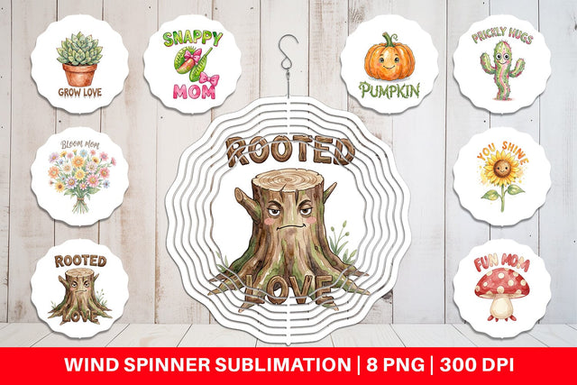 Wind Spinner Watercolor Funny Wonky Garden Mom Art Sublimation artnoy 
