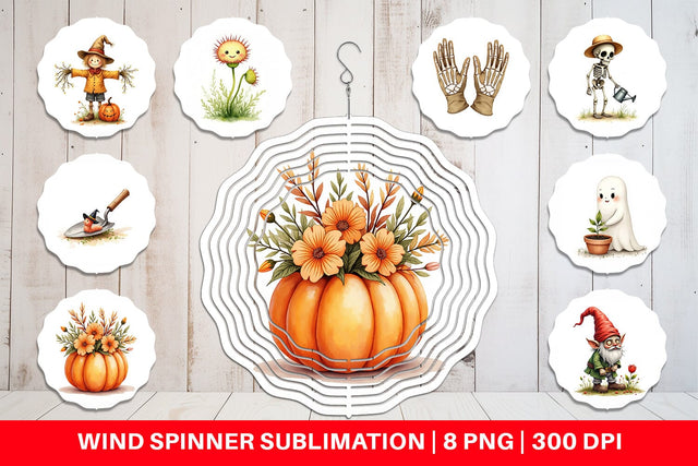 Wind Spinner Watercolor Garden Ghouls Sublimation artnoy 