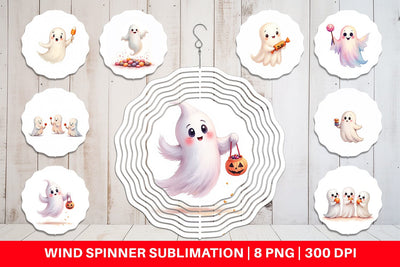Wind Spinner Watercolor Ghost Candy Party Sublimation artnoy 