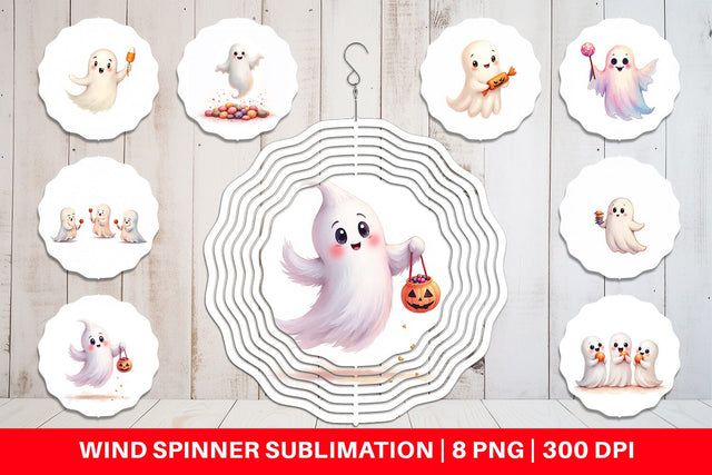 Wind Spinner Watercolor Ghost Candy Party Sublimation artnoy 