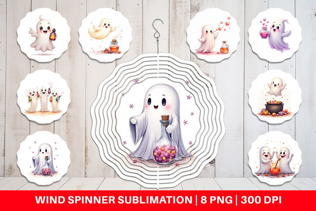 Wind Spinner Watercolor Ghost Candy Potion Sublimation artnoy 