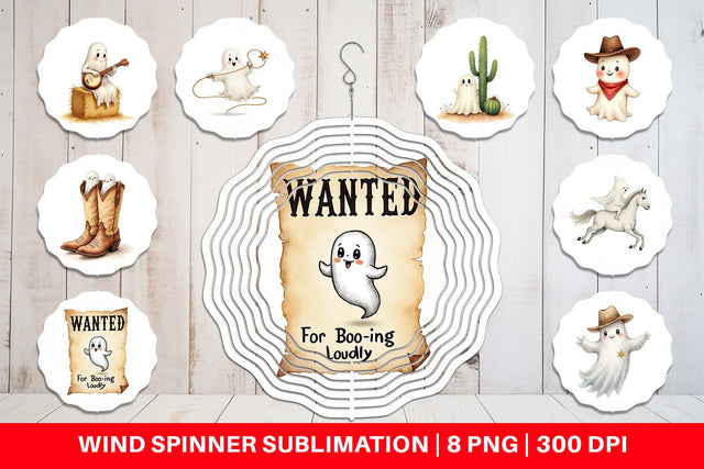 Wind Spinner Watercolor Ghostly Wild West Sublimation artnoy 