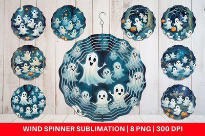 Wind Spinner Watercolor Ghosts Sublimation artnoy 