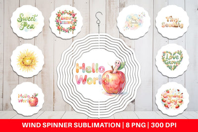 Wind Spinner Watercolor Grandma Little Sprout Quote Sublimation artnoy 