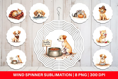 Wind Spinner Watercolor Grateful Pups Kittens Sublimation artnoy 