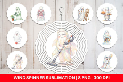 Wind Spinner Watercolor Grumpy Ghost Home Disasters Sublimation artnoy 