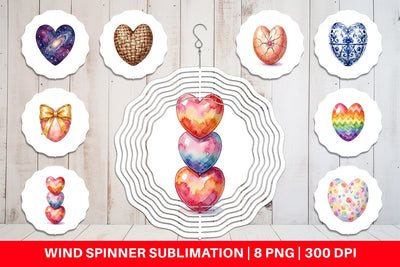Wind Spinner Watercolor Heart Shaped Easter Egg Art Sublimation artnoy 