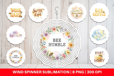 Wind Spinner Watercolor Honeycomb Bee Motivation Quotes Sublimation artnoy 