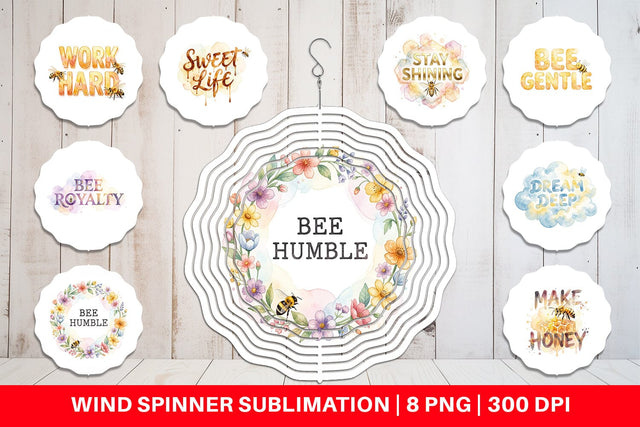 Wind Spinner Watercolor Honeycomb Bee Motivation Quotes Sublimation artnoy 