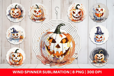 Wind Spinner Watercolor Jack O Lantern Sublimation artnoy 