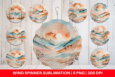 Wind Spinner Watercolor Landscape Sublimation artnoy 