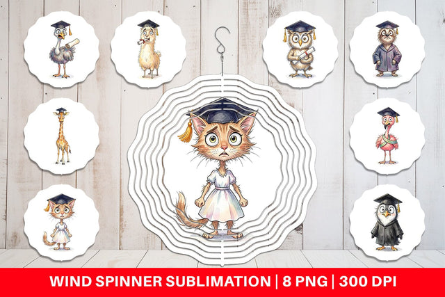 Wind Spinner Watercolor Messy Animal Graduation Sublimation artnoy 