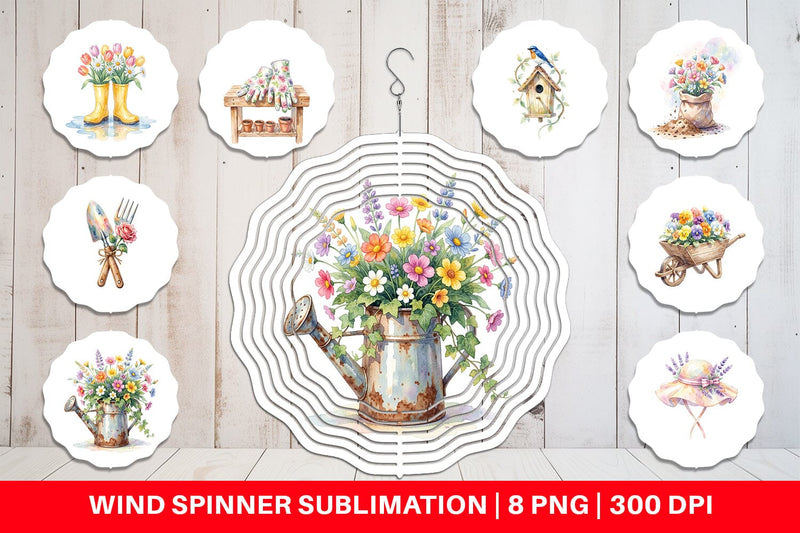 Wind Spinner Watercolor Moms Magic Garden Tools Sublimation artnoy 