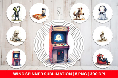 Wind Spinner Watercolor Monster Gaming Night Sublimation artnoy 