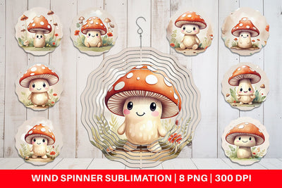 Wind Spinner Watercolor Mushrooms Sublimation artnoy 