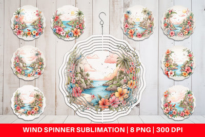 Wind Spinner Watercolor Paradise Sublimation artnoy 