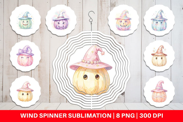 Wind Spinner Watercolor Pastel Fairytale Witch Hat Sublimation artnoy 