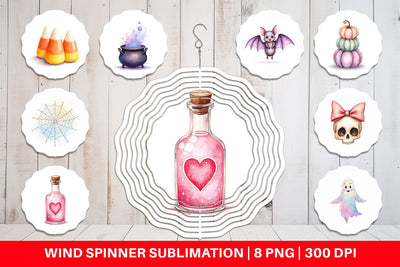 Wind Spinner Watercolor Pastel Goth Cuties Sublimation artnoy 