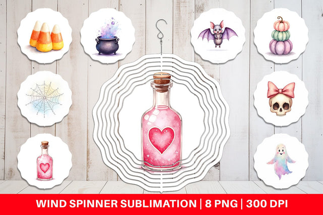 Wind Spinner Watercolor Pastel Goth Cuties Sublimation artnoy 