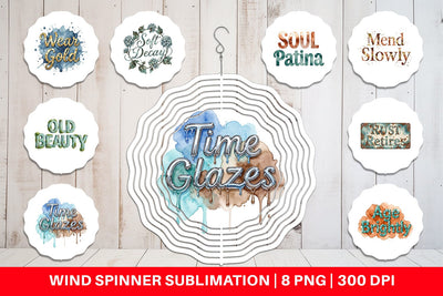 Wind Spinner Watercolor Patina Weathered Healing Art Sublimation artnoy 