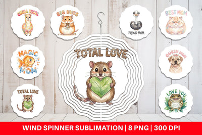 Wind Spinner Watercolor Quirky Ugly Cute Animal Mom Sublimation artnoy 