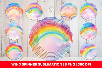 Wind Spinner Watercolor Rainbow Sky Sublimation artnoy 