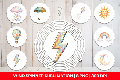 Wind Spinner Watercolor Retro 70s Sun And Celestial Sublimation artnoy 