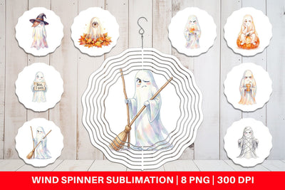 Wind Spinner Watercolor Sarcastic Autumn Fall Ghost Sublimation artnoy 