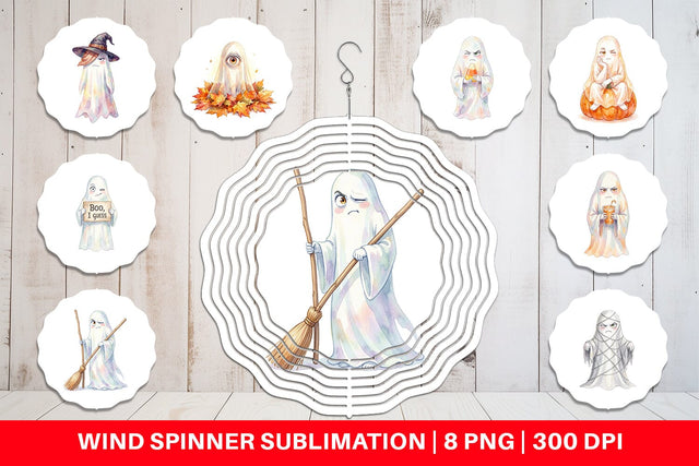 Wind Spinner Watercolor Sarcastic Autumn Fall Ghost Sublimation artnoy 