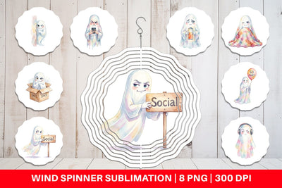 Wind Spinner Watercolor Sarcastic Introvert Ghost Sublimation artnoy 