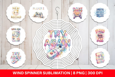 Wind Spinner Watercolor Sarcastic Retro Gaming Quotes Sublimation artnoy 