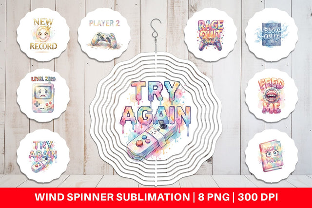 Wind Spinner Watercolor Sarcastic Retro Gaming Quotes Sublimation artnoy 