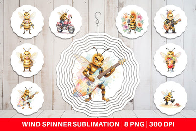 Wind Spinner Watercolor Sarcastic Rocker Bee Tropical Sublimation artnoy 