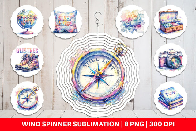 Wind Spinner Watercolor Sarcastic Wanderlust Quotes Sublimation artnoy 