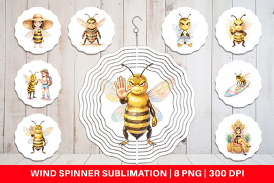 Wind Spinner Watercolor Sassy Queen Bee Vacation Art Sublimation artnoy 