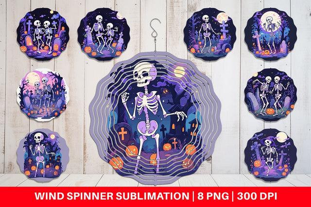 Wind Spinner Watercolor Skeleton Sublimation artnoy 