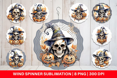 Wind Spinner Watercolor Skull Sublimation artnoy 