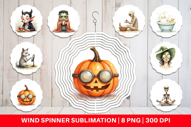 Wind Spinner Watercolor Spooky Self Care Sublimation artnoy 