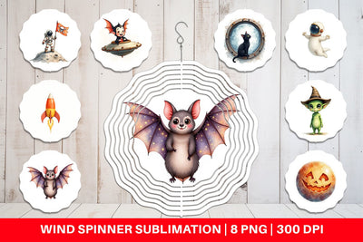 Wind Spinner Watercolor Spooky Space Cadets Sublimation artnoy 